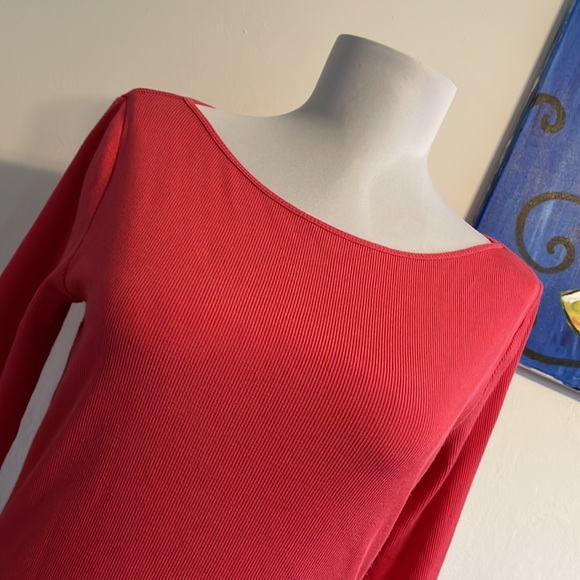 Ann Taylor-silk-cotton quarter sleeve ribbed top - Picture 2 of 4